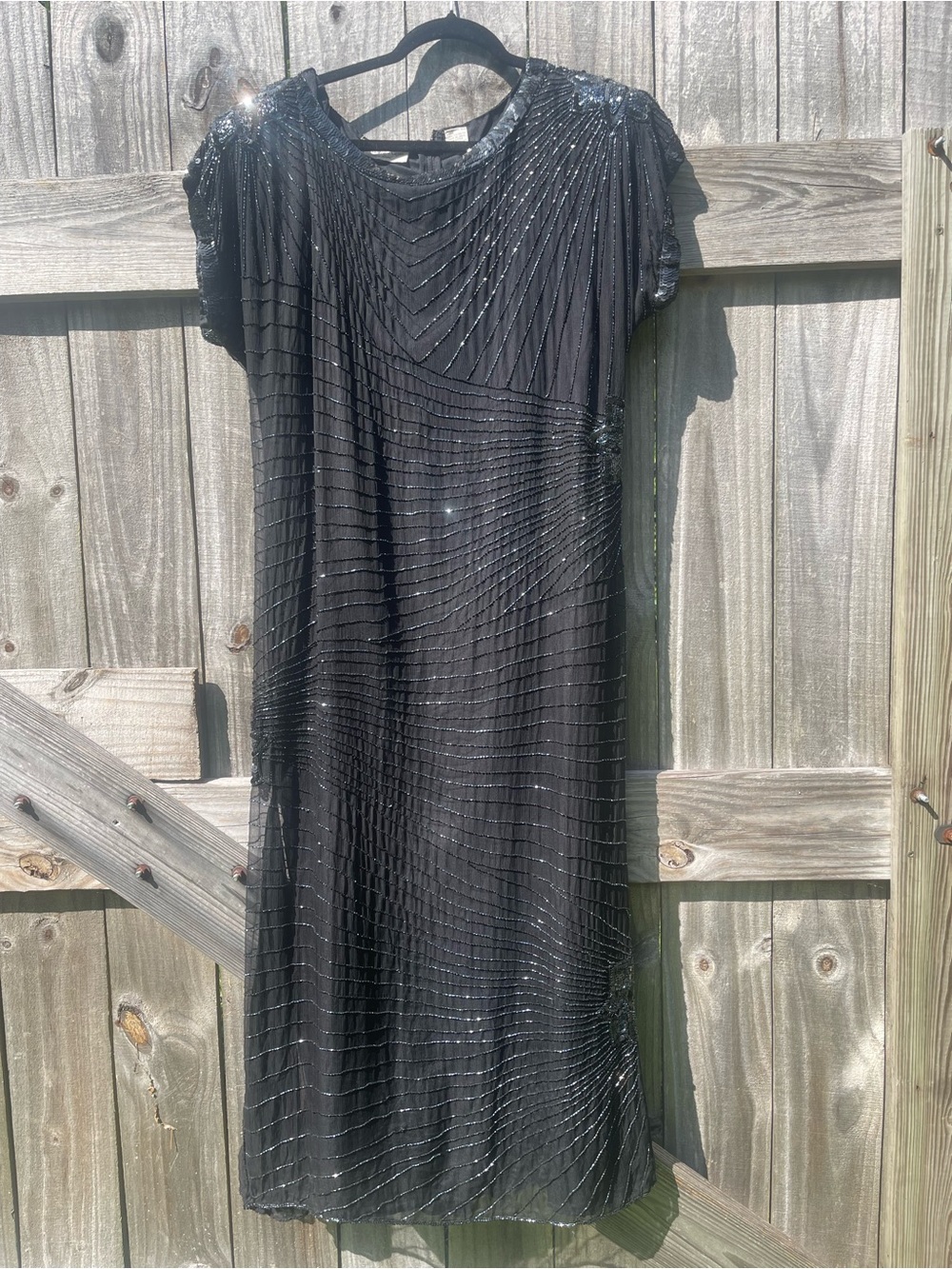 Laurence Kazar Black Sequin Midi Dress
